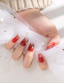 Glitter Fake Nail 24pcs + 1pc Nail File & 1 sheet Nail Tape - New
