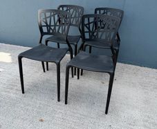 Set of 4 Black Modern Plastic Dining/ Stacking Chairs