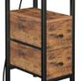 Slim Bedside Table with Charging Station, Narrow Side Table with 2 Fabric Drawers, Small End Table with Open Storage Shelf, Nightstand for Small Spaces, Living Room, Brown Image 2
