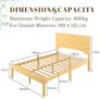 Double Bed Frame with Headboard  Bamboo Wood Platform Bed Frame with Metal Slats Support and Underbed Storage Bedroom Furniture, Easy Assembly, Noise Free, Sturdy, 35.5 cm High Image 2
