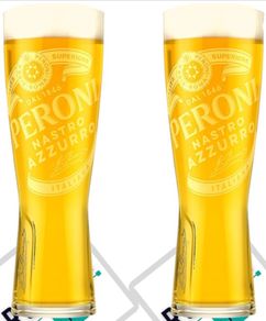 2 Tall Peroni Pint Glasses