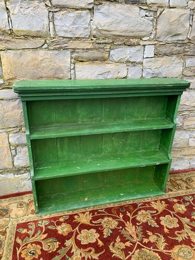Large Antique Victorian Painted Pine Breakfront Bookshelf.