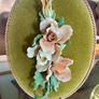 Vintage Pair Genuine Capo di monte 3D Porcelain Floral Wall Plaques with Label Image 8