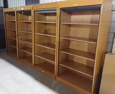 Tall cabinets wood shelving roller shutter