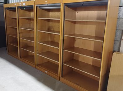 Tall cabinets wood shelving roller shutter