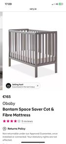 Obaby Bantam Space Saver Cot & Fibre Mattress