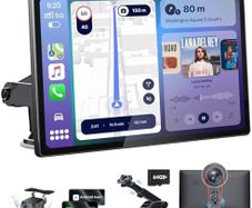 9.0 Wireless Carplay Screen for Car with 4K Dash Cam & 1080P Backup Camera, Touchscreen Car Stereo with Carplay & Android Auto, GPS Navigation, Mirror Link, Voice Control