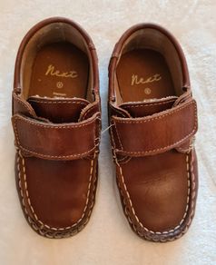 Next tan brown leather boys shoes size 9 junior