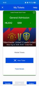 Manchester United Vs Leeds Ticket
