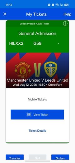 Manchester United Vs Leeds Ticket