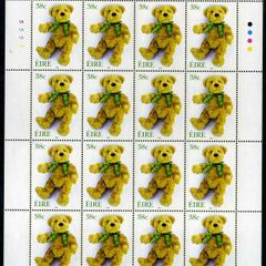 2002 Ireland Greetings (Teddy Bear) Commemorative Stamp Sheetlet Plate 1A1A1A1A Mint Never Hinged (MNH)
