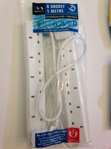 Twin Pack 6 socket Extension Leads