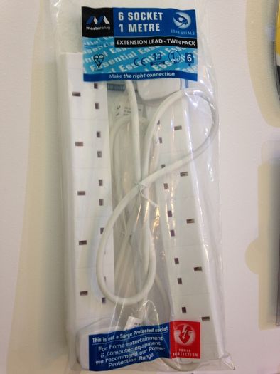 Twin Pack 6 socket Extension Leads
