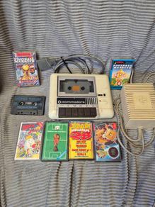 Tested Commodore 64 Datasette 1530 Unit + Power Supply & 7 Games (6 CIB with Instructions)