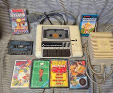 Tested Commodore 64 Datasette 1530 Unit + Power Supply & 7 Games (6 CIB with Instructions)