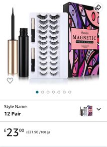 [12 Pairs] Magnetic Eyelashes and Magnetic Eyeliner Kit, Upgraded 3D Reusable Magnetic False Lashes Natural Look with 2 Liquid Eyeliner Waterproof and Applicator, No Glue Needed