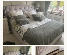 King Size Grey Velvet Ottoman Storage Bed & Brand New Mattress