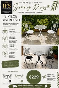NEW 3 Piece Garden Bistro Set ONLY  229 EURO