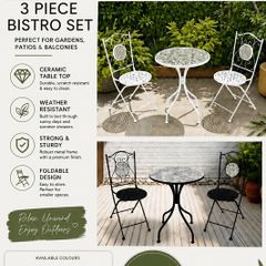 NEW 3 Piece Garden Bistro Set ONLY  229 EURO