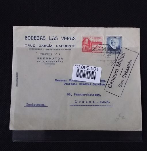 Spanish Civil War - Censor Cover 1937 to London