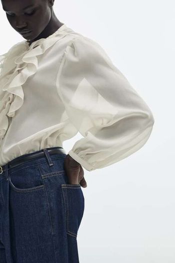 Zara Semi-Sheer Shirt With Ruffles