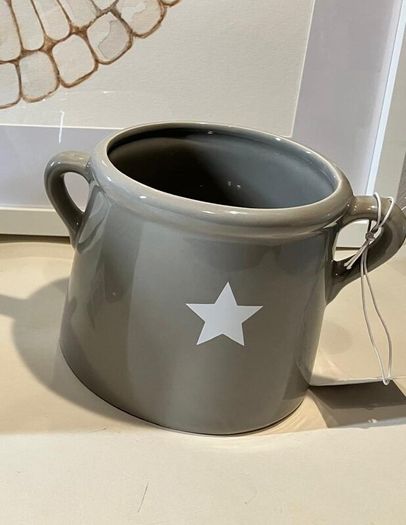 Grey Ceramic Vase with Star Motif and Handles (new)