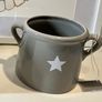 Grey Ceramic Vase with Star Motif and Handles (new) Image 3
