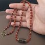 Vintage Treasure Vase Pattern Agate & Carnelian Beads Necklace Image 9