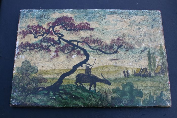 Antique two Asian Paintings 11.4" x 8"   11,5 x 8"