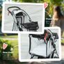 Pet Stroller for Small Miniature Dogs, Cats, Foldable Travel Carriage with Wheels Zipper Entry, Cup Holder, Storage Basket - Grey Image 5