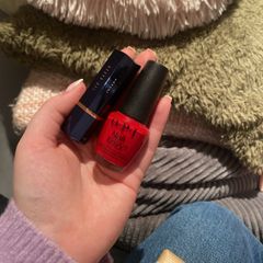 Ted Baker red lipstick, OPI red nail polish.