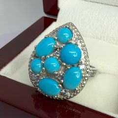 Silver Sleeping Beauty Turquoise & Tanzanite Statement Ring