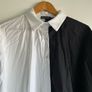 Oversized spliced black white shirt dress size 10 Image 2