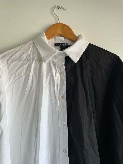 Oversized spliced black white shirt dress size 10