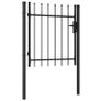 Fence Gate Single Door with Spike Top Steel 1x1 m Black Image 2