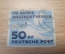 East Germany 1949 "75 Years Universal Postal Union UPU" 50 Pfennig Stamp cancelled - free standard postage