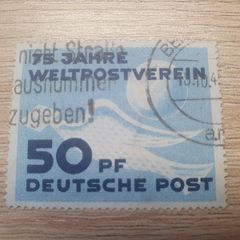 East Germany 1949 "75 Years Universal Postal Union UPU" 50 Pfennig Stamp cancelled - free standard postage