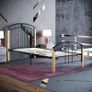 Venice Single Bed, 3ft Bed Frame Metal & Wood Solid Headboard Low Foot End Bedroom Furniture, Black Image 2