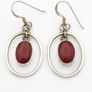 925 Vintage Sterling Silver Red Jasper Earrings Image 2