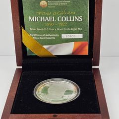 Ireland Silver Proof 2012 Michael Collins 1890-1922 Commemorative 10 Euro Coin in Original Holder with COA