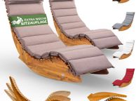 main image for ad 2 x Sun Lounger with Cushion for 2 People,oad Capacity, FSC Certified Swing Lounger Set for Balcony, 195 x 60 cm