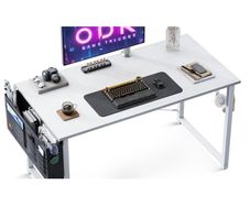 100 by 48 cm Desk, Small Computer Desk for Home Office, Study Office Table for Small Space, Easy Assembly, White