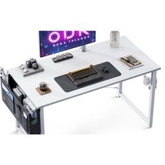 100 by 48 cm Desk, Small Computer Desk for Home Office, Study Office Table for Small Space, Easy Assembly, White