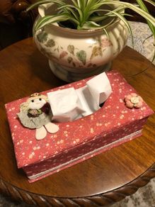 Vintage Fabric Tissue Box Cover - Shabby Chic Doll Floral Storage Box