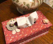Vintage Fabric Tissue Box Cover - Shabby Chic Doll Floral Storage Box