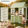 Wooden Kids Garden Playhouse with Planters  144cm Outdoor Play House Image 2