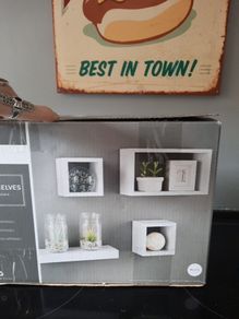 set of 4 white floating shelves