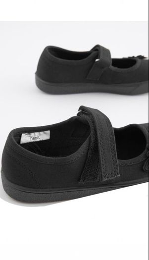 Next Butterfly Embroidered Black Plimsolls Shoes, Junior Size UK 13, EUR 32