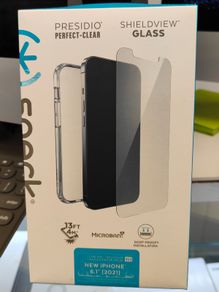 Speck Apple iPhone 13,14 & 15 Presidio Perfect Clear Case Clear + Screen Protector Tempered Glass.