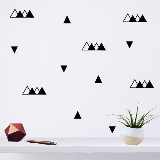 Black Triangle Wall Stickers, Triangle Pattern, Geometric Wall Decal, Triangle Wall Decals, Vinyl Decal Set, Wall Art, Gift ideas